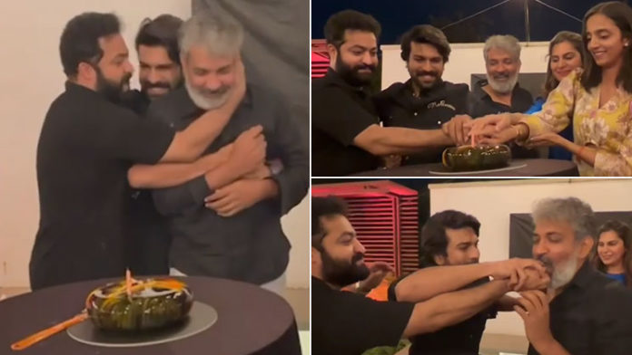 Crazy birthday celebrations for Charan with RRR team
